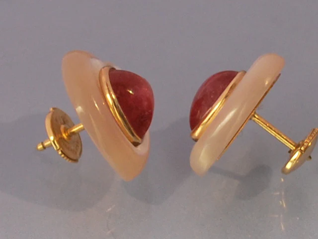 Boucles d oreille coeur nacre tourmaline - Image 3