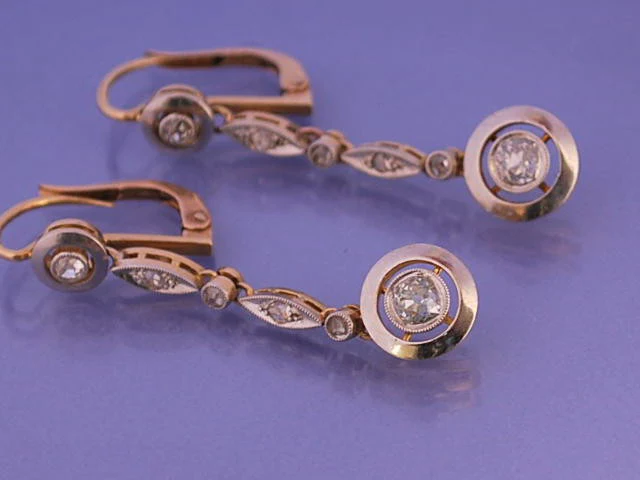 Boucles d oreille diamants platine et or 18 carat
