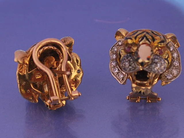 Boucles d oreille Or Email et diamants - Image 3