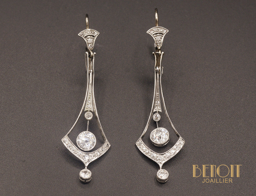 Boucles d’oreilles Art Déco Diamants