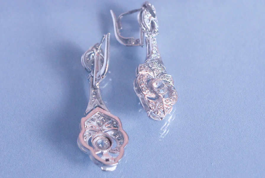 Boucles d'oreille Art déco diamants - Image 2