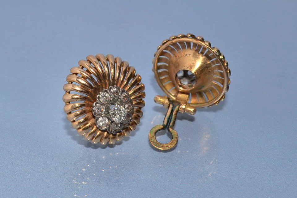 Boucles d'oreille or argent diamants - Image 2
