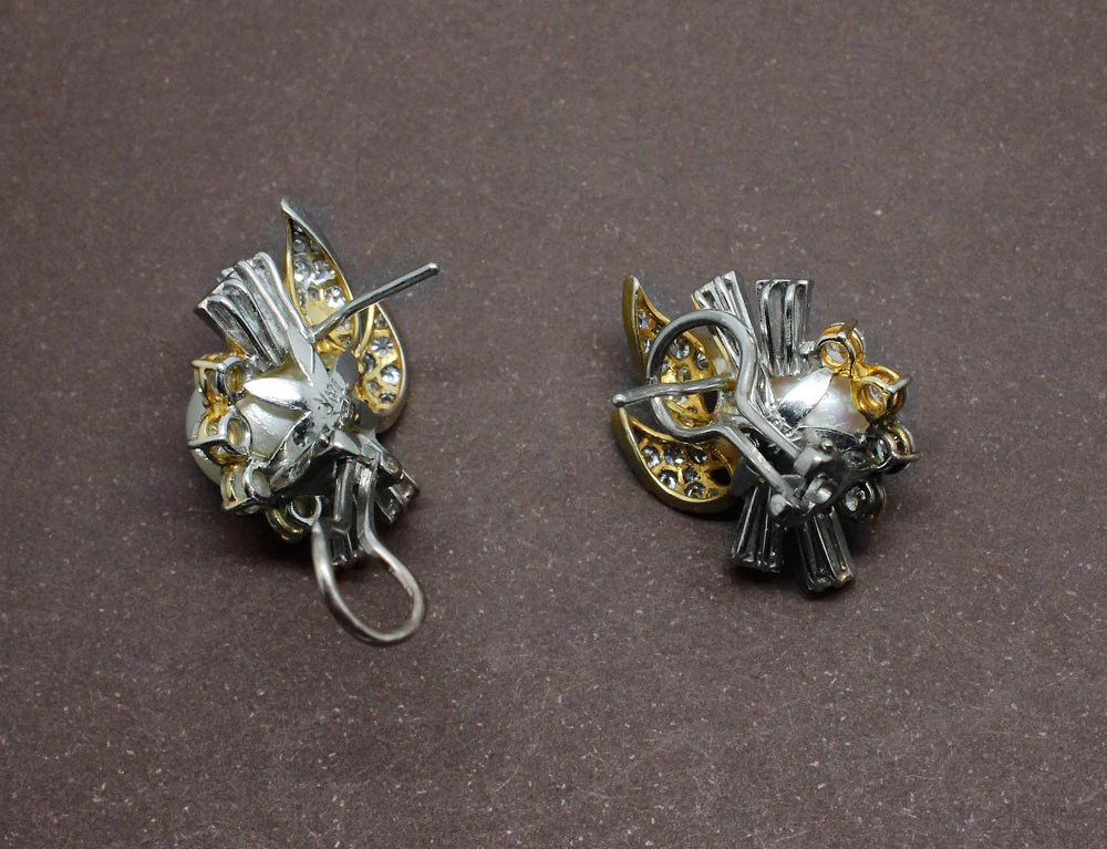 Boucles d'oreille Perles Diamants et Or 18 carat - Image 3