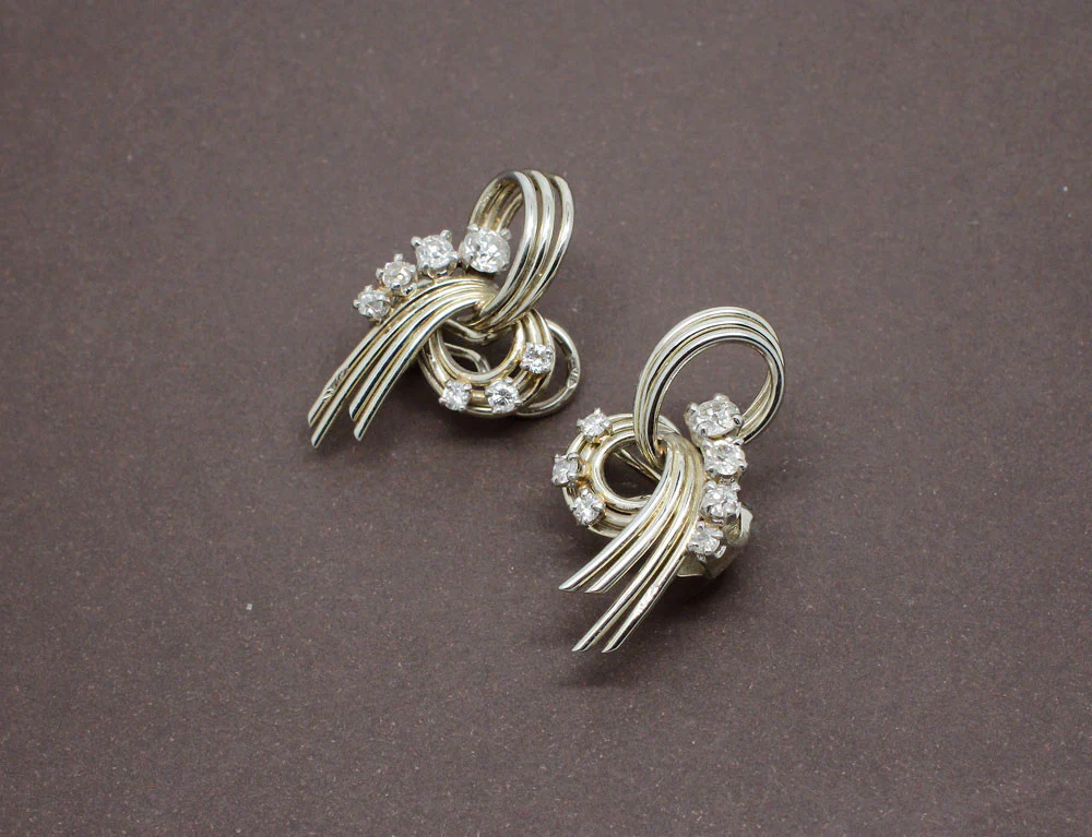 Boucles d'Oreilles 1950 Diamant et Or - Image 2