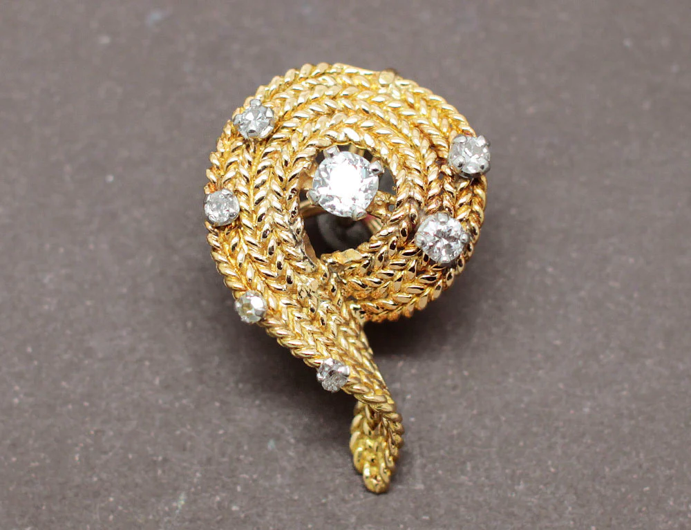 Boucles d'oreilles 1950 Or Diamants - Image 2