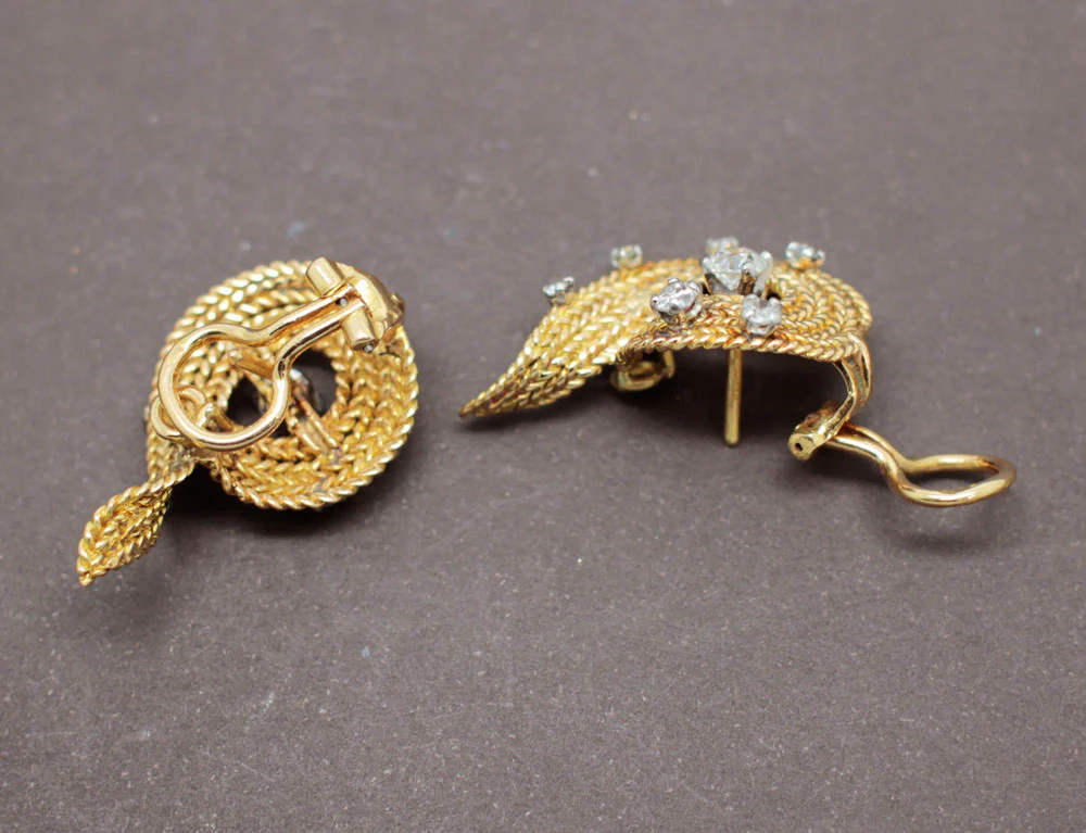 Boucles d'oreilles 1950 Or Diamants - Image 3
