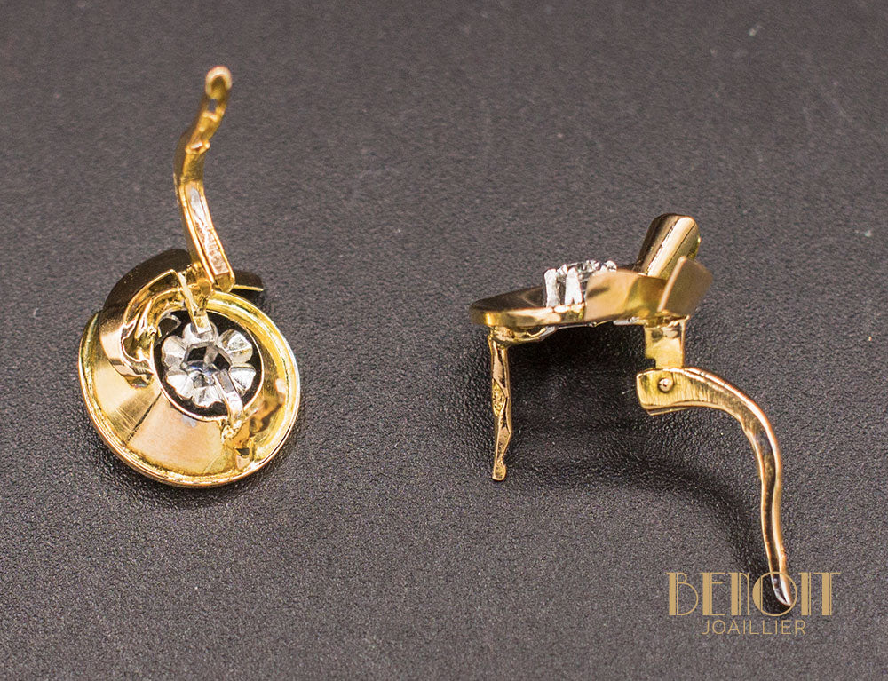 Boucles d'oreilles 1950 Or Jaune Diamant - Image 3