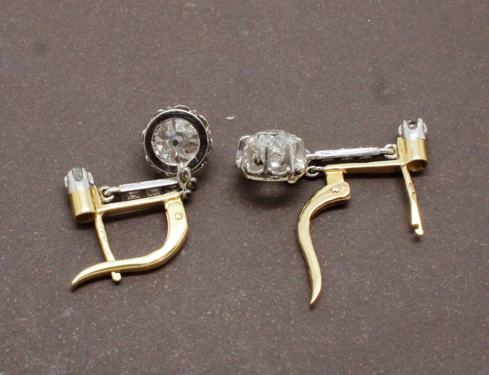 Boucles d'Oreilles Anciennes Diamants - Image 3