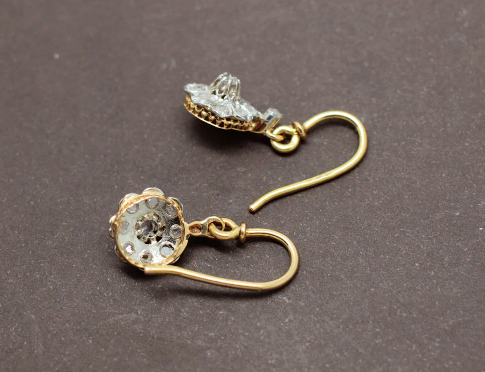Boucles d'Oreilles Anciennes Fleurs - Image 4