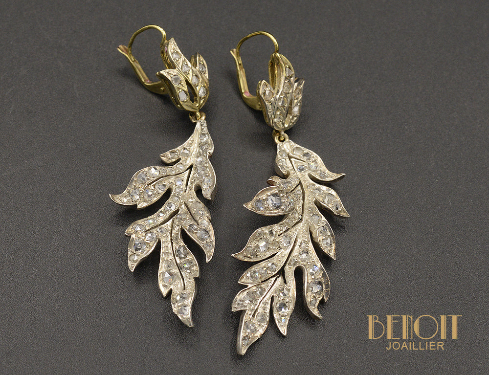 Boucles d'Oreilles Art Déco Fleurs (Parure)