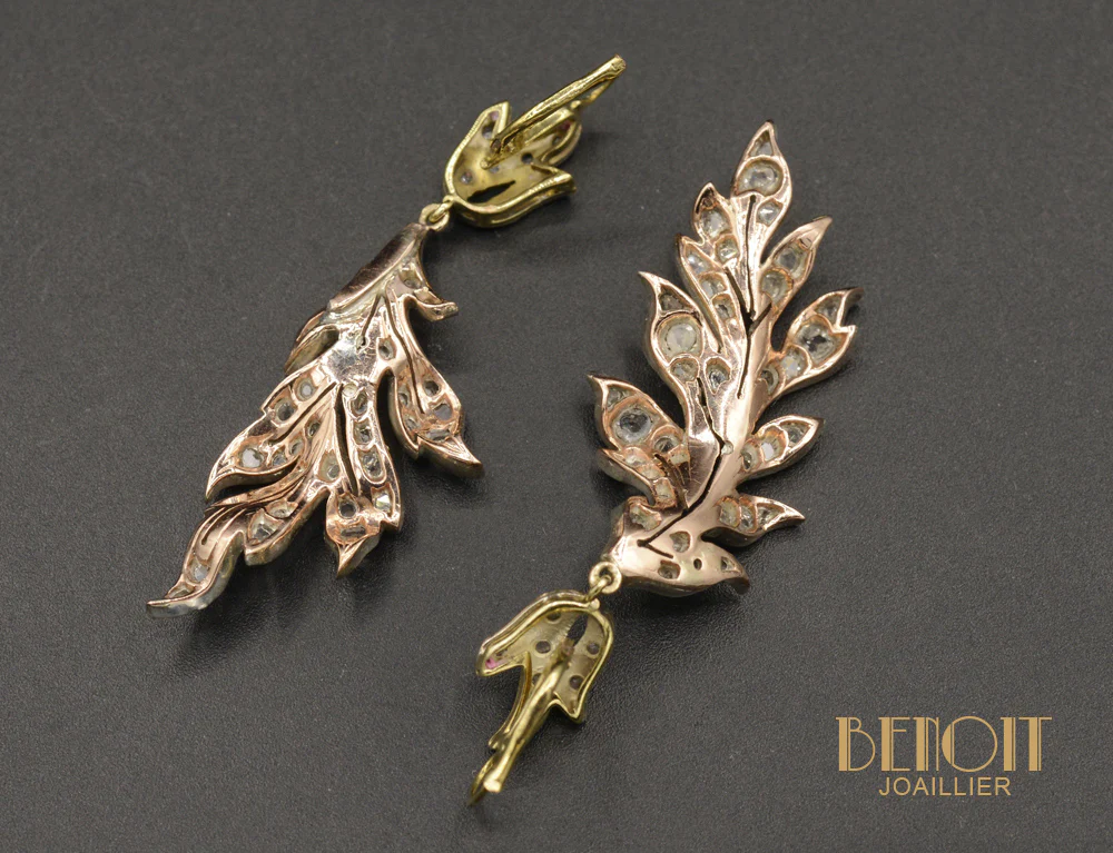 Boucles d'Oreilles Art Déco Fleurs (Parure) - Image 2