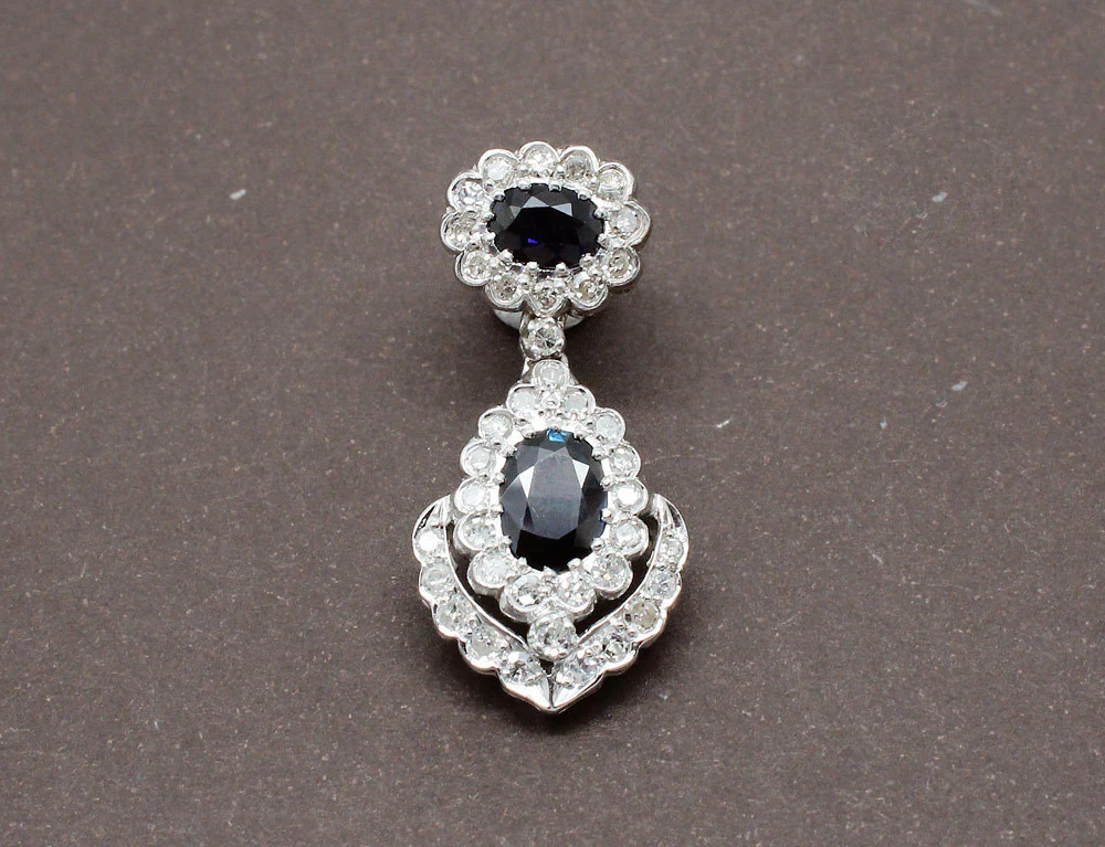 Boucles d'Oreilles Diamant et Saphirs - Image 2