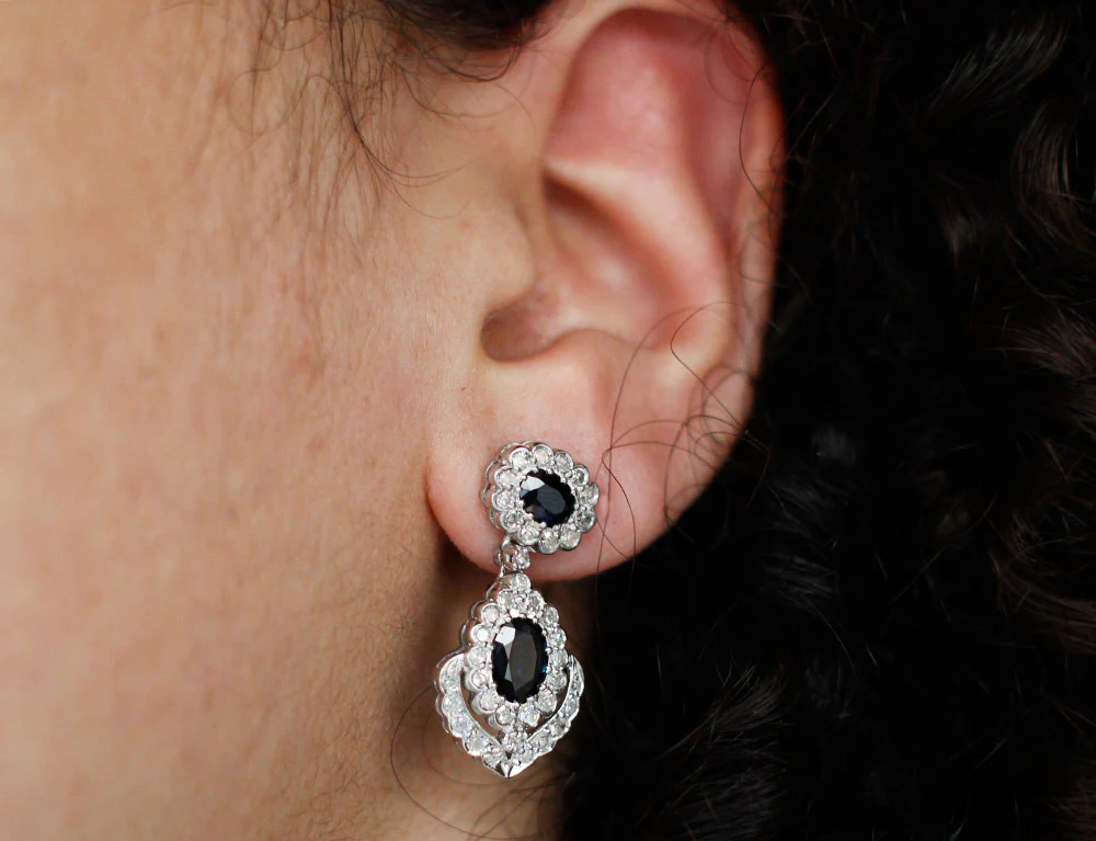 Boucles d'Oreilles Diamant et Saphirs - Image 4