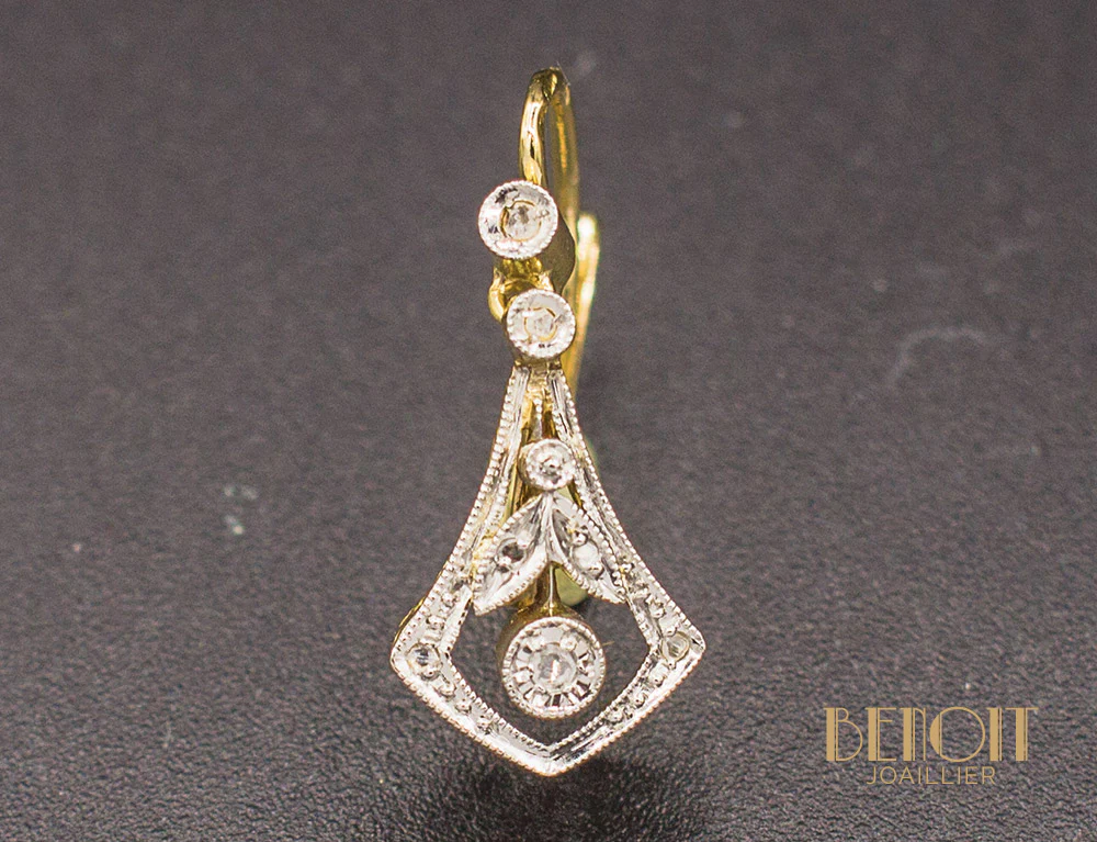 Boucles d'Oreilles Dormeuses 1900 - Image 2