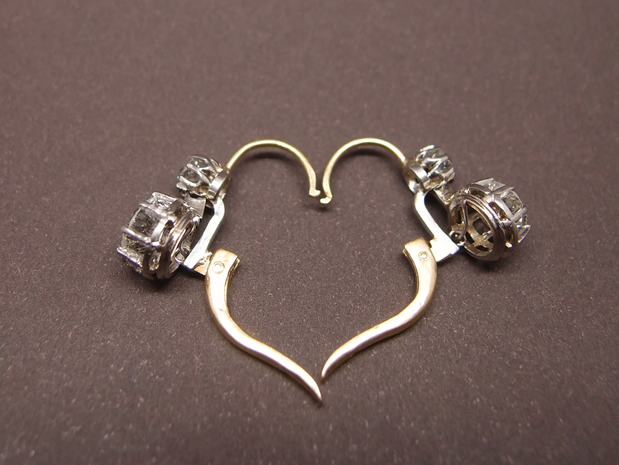 Boucles d'oreilles "dormeuses" 2 x 0.8 ct Taille ancienne - Image 3
