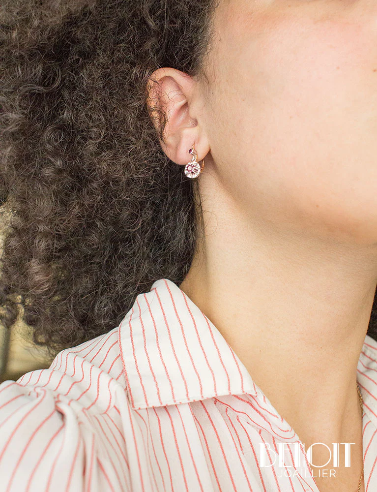 Boucles d'Oreilles Dormeuses Rubis - Image 4