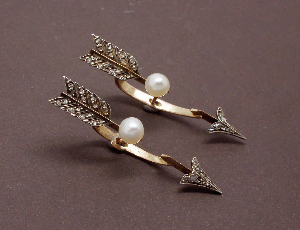 Boucles d'oreilles Flèche Perles Fines - Image 2