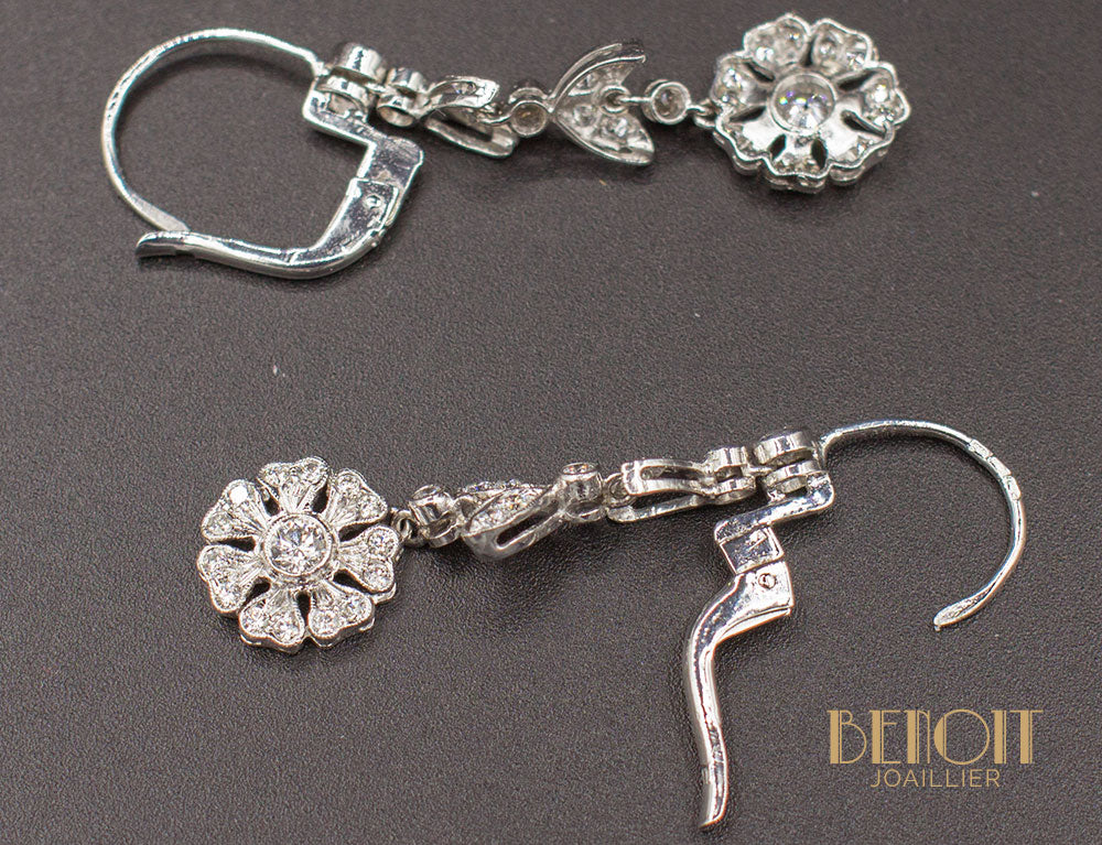 Boucles d'Oreilles Fleurs Diamants - Image 3