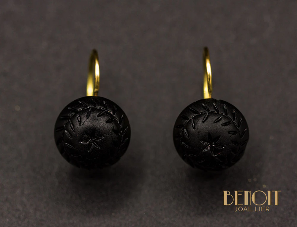 Boucles d'Oreilles Jais XIXe