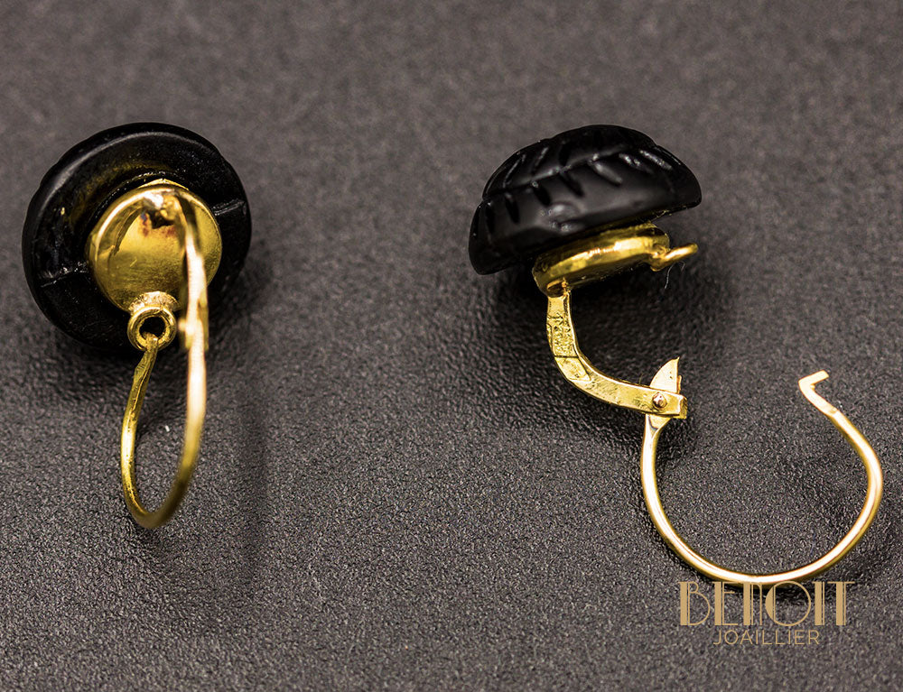Boucles d'Oreilles Jais XIXe - Image 3