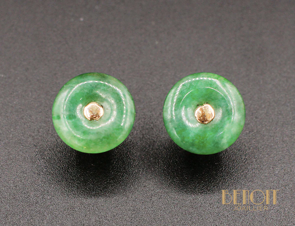 Boucles d'Oreilles "Les Recyclés" Jade Art Déco