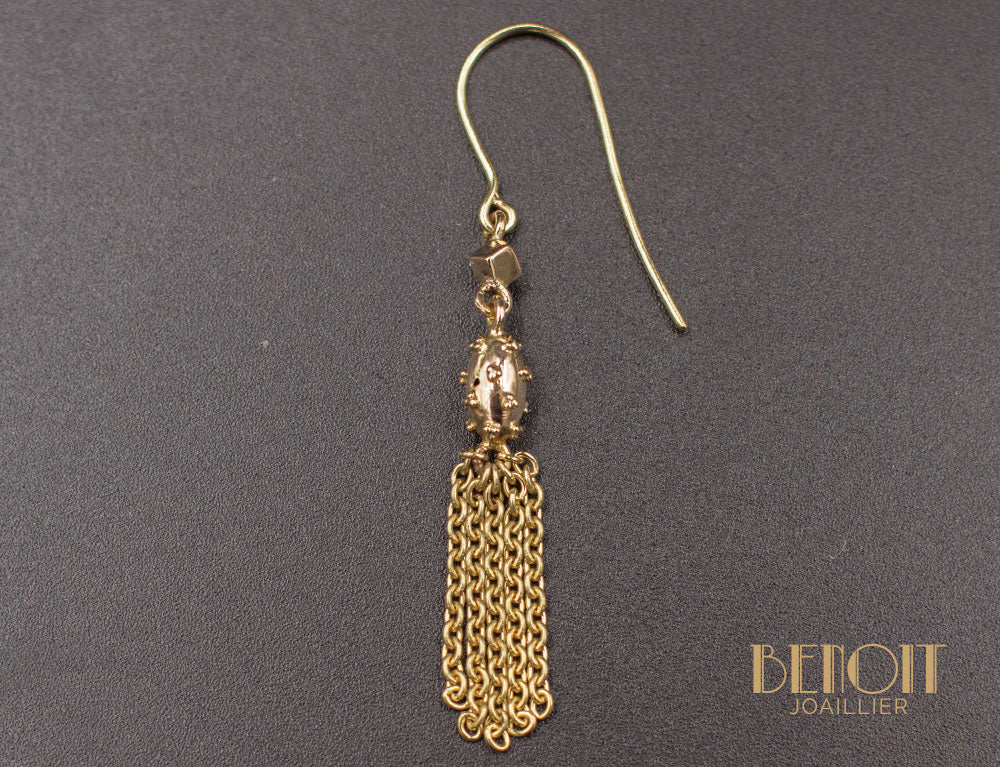 Boucles d'Oreilles "Les Récyclés" Pompons Or Jaune - Image 2