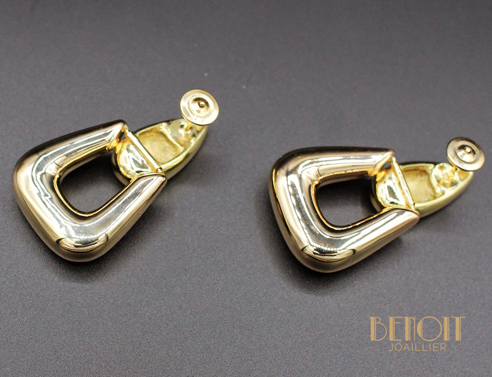 Boucles d'oreilles Modernes Or Jaune et Rose - Image 4