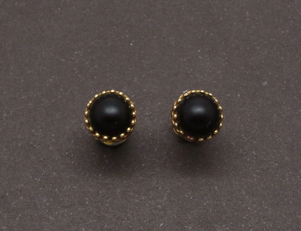 Boucles d'oreilles Or et Jais