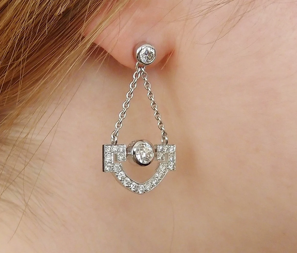 Boucles d'Oreilles Création Benoit Joaillier "Chandelier" Diamants - Image 3