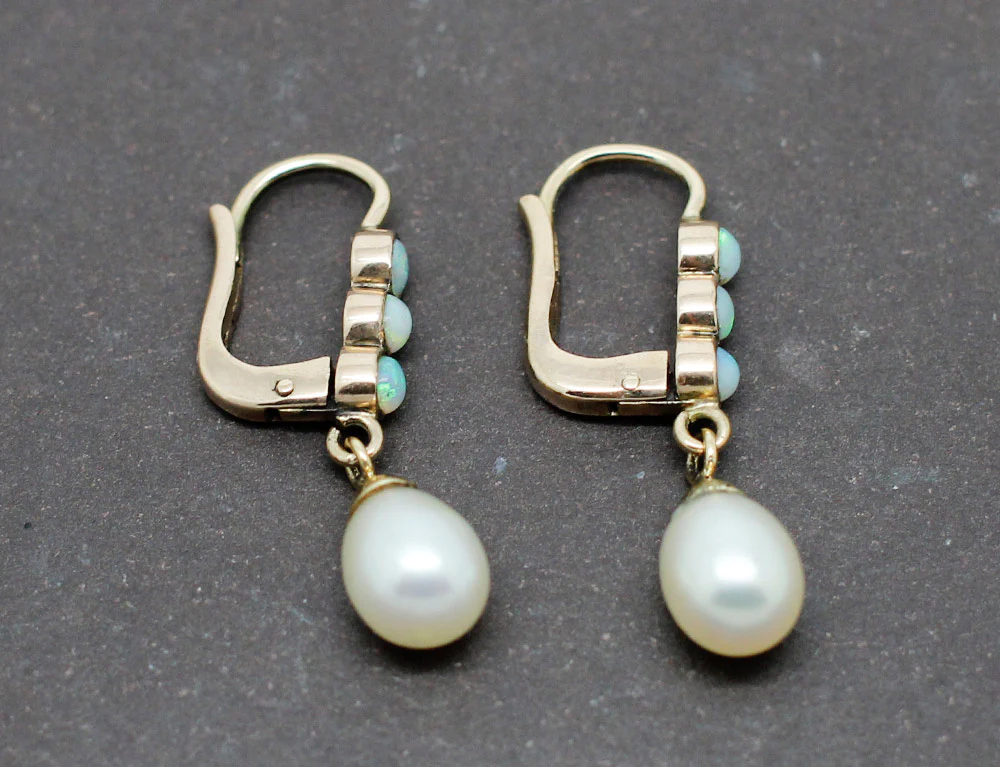 Boucles d'Oreilles Pendantes Opales Perles - Image 2