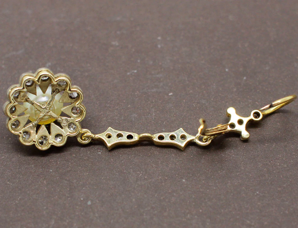 Boucles d'Oreilles Pendantes Perles et Diamants - Image 4