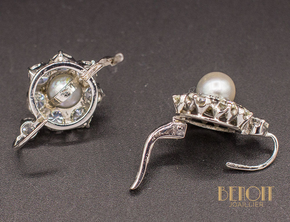 Boucles d'Oreilles Perles Diamants - Image 4