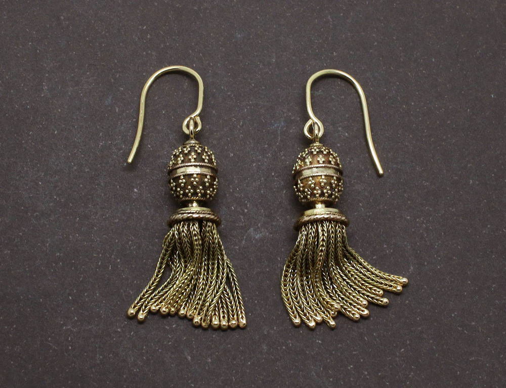 Boucles d'oreilles Pompons Or Jaune XIXe