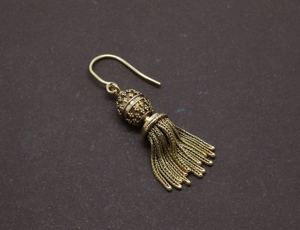 Boucles d'oreilles Pompons Or Jaune XIXe - Image 2