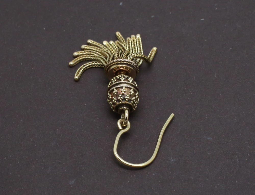 Boucles d'oreilles Pompons Or Jaune XIXe - Image 3