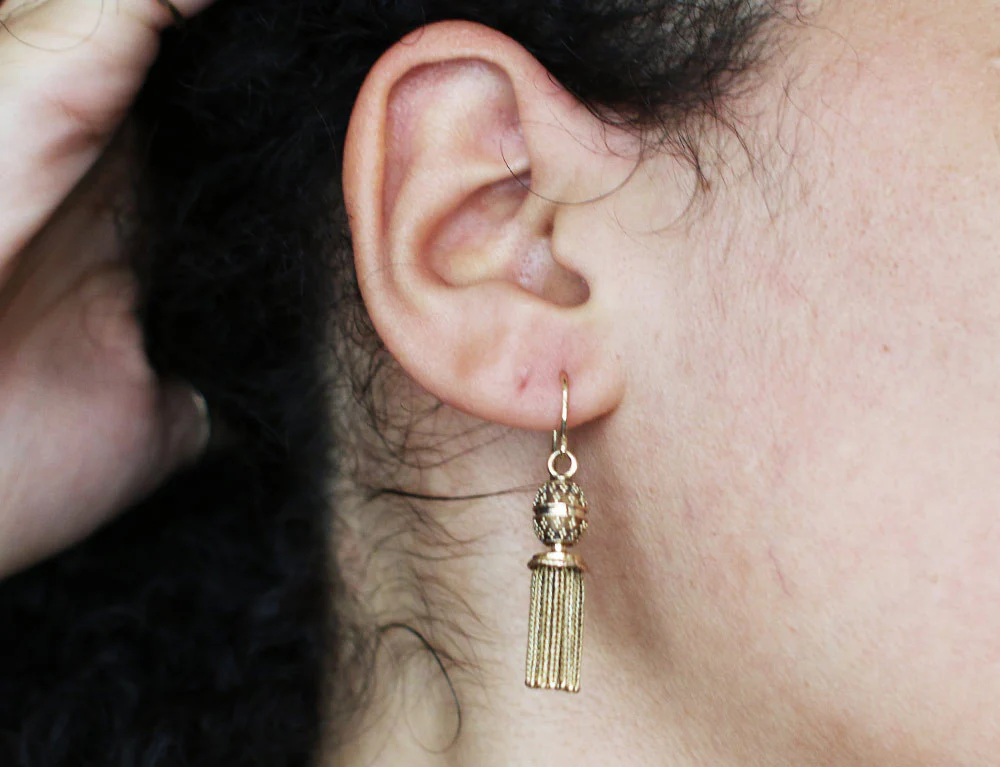 Boucles d'oreilles Pompons Or Jaune XIXe - Image 4