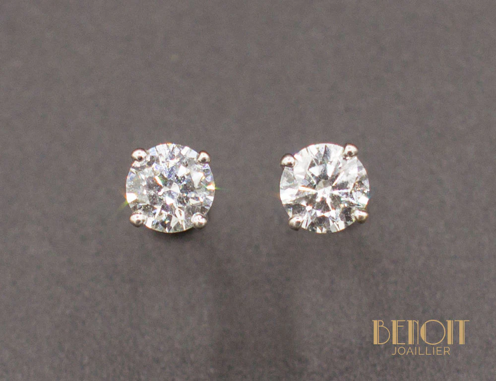 Boucles D'Oreilles Puces Diamants 0,30ct