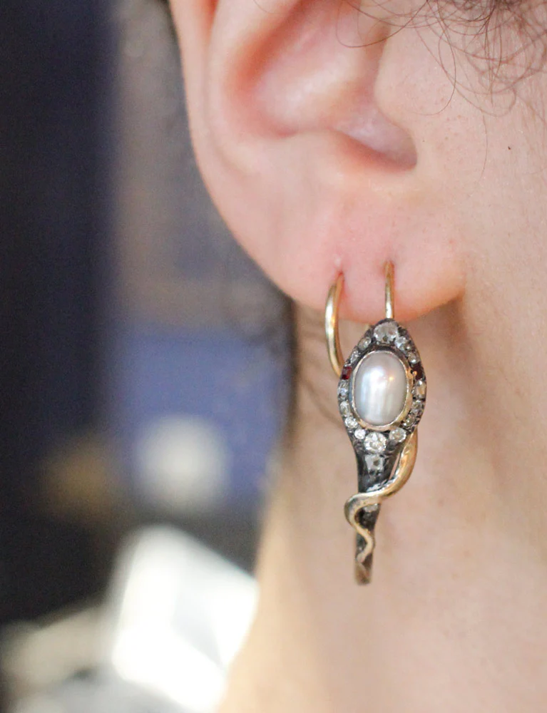 Boucles d'oreilles Serpent (Créoles) Début XIXe (Parure) - Image 6