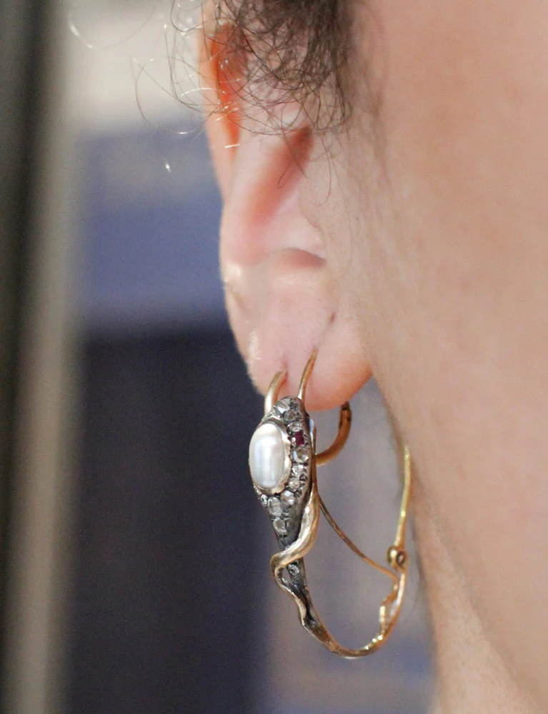 Boucles d'oreilles Serpent (Créoles) Début XIXe (Parure) - Image 7