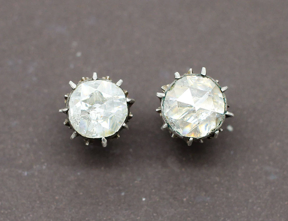 Boucles d'Oreilles Taille Rose XIXe