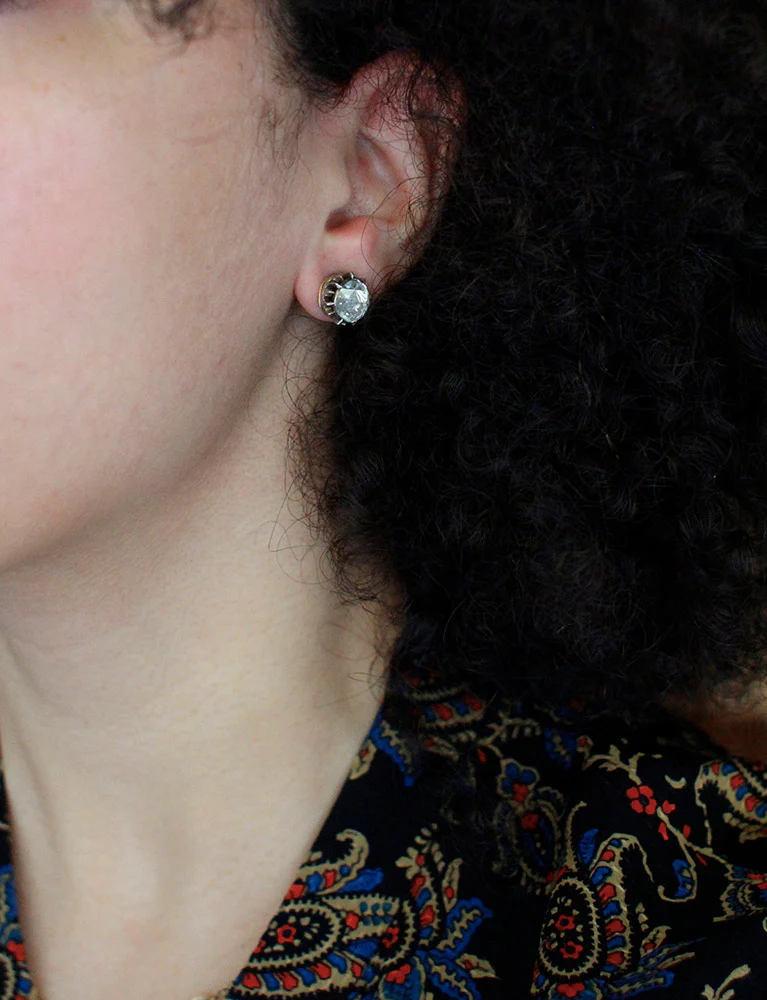Boucles d'Oreilles Taille Rose XIXe - Image 4
