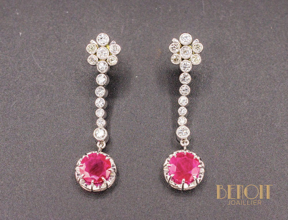 Boucles Pendentifs Rubis et Diamants