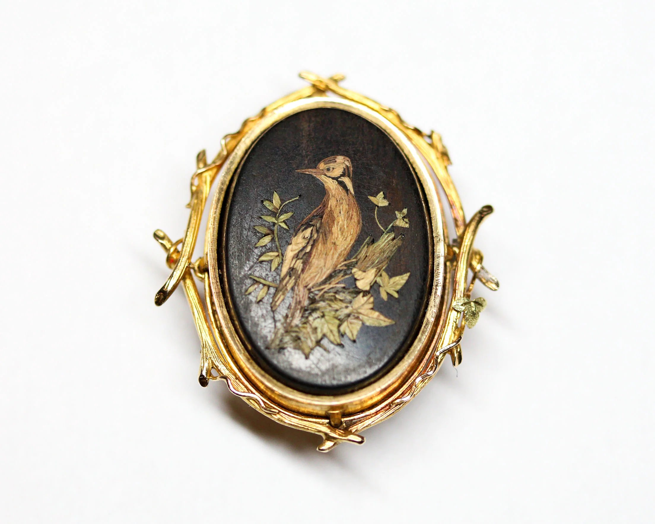 Boutonnière Ancienne Or et Bois Peint - Image 5
