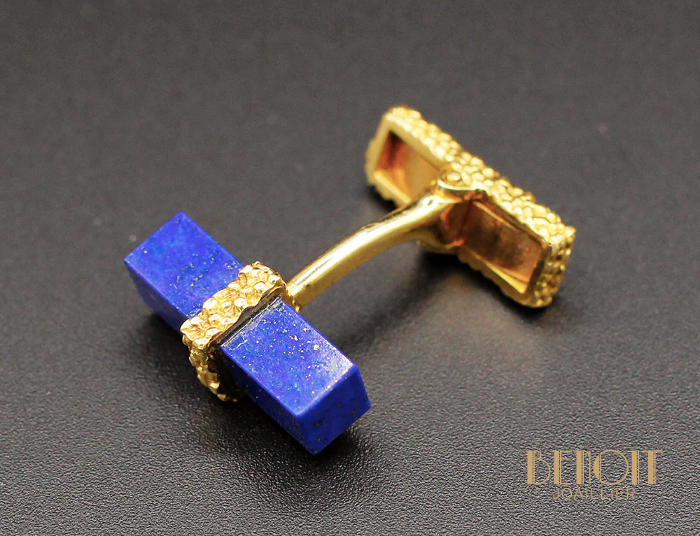 Boutons de Manchette Lapis Lazuli Or Jaune - Image 2