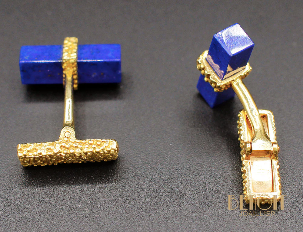 Boutons de Manchette Lapis Lazuli Or Jaune - Image 3
