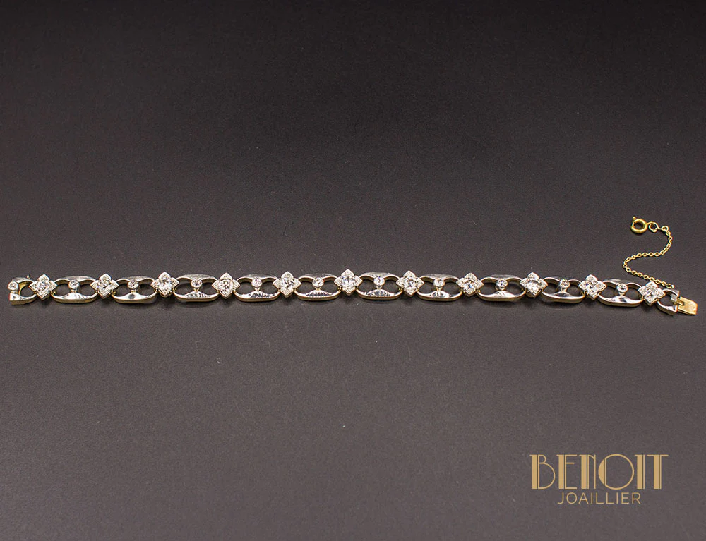 Bracelet 1950 Or Jaune Platine et Diamants - Image 3