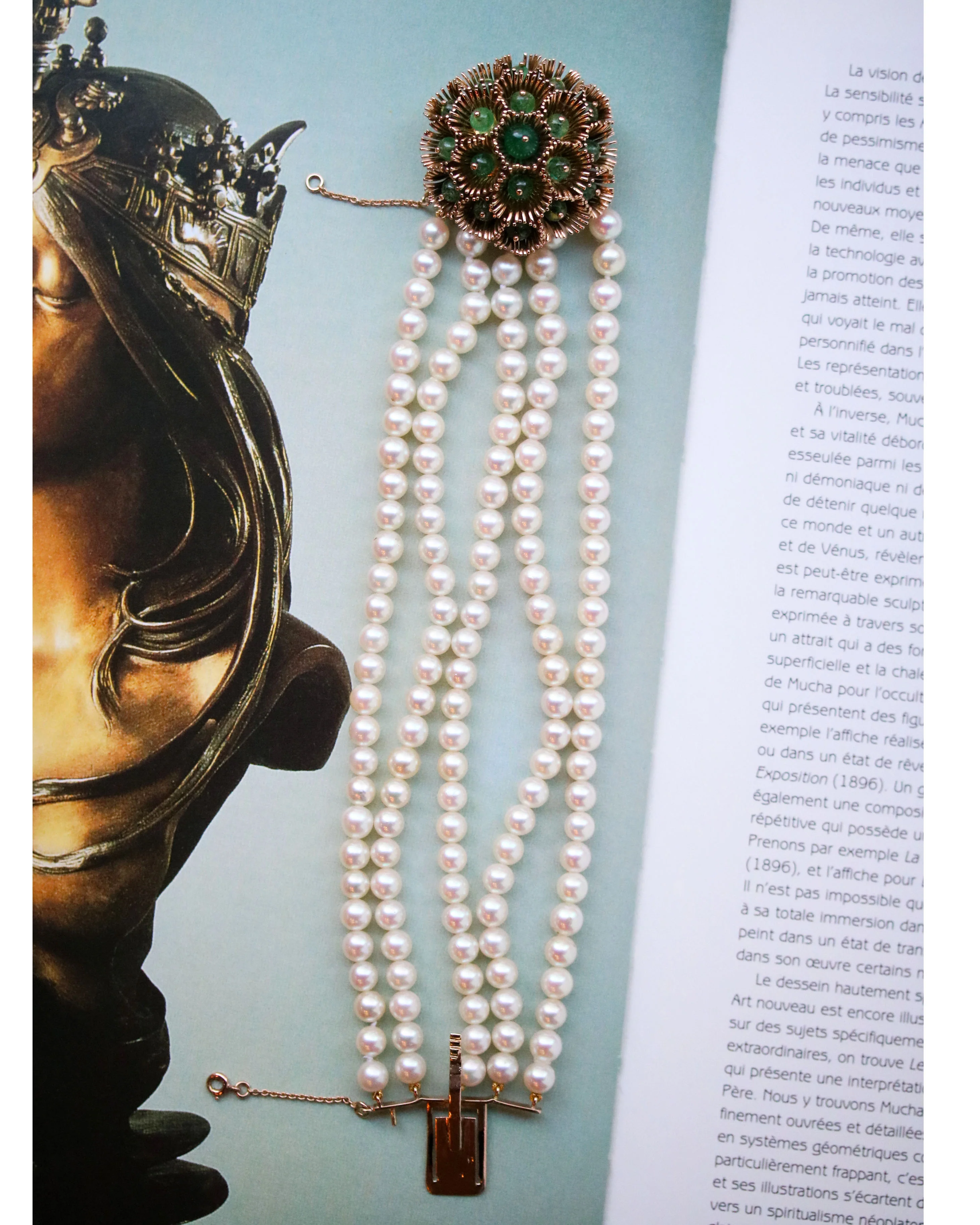 Bracelet 5 Rangs Perles de culture avec Fermoir broche - Image 3