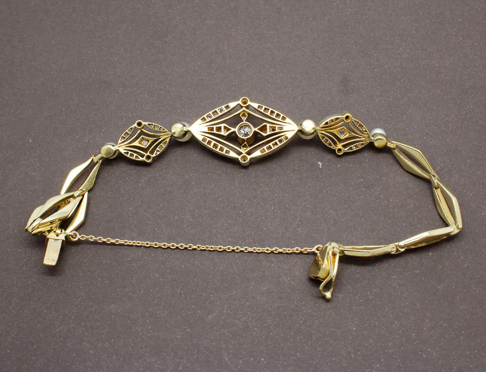 Bracelet Ancien en Diamants et Perles - Image 4