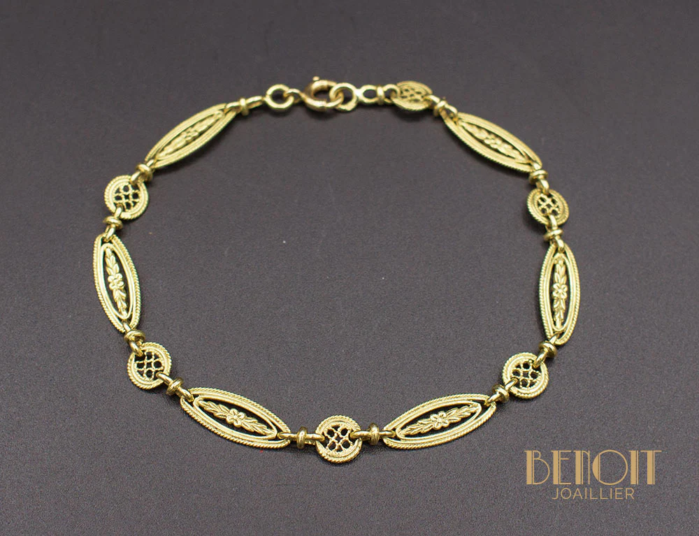 Bracelet Ancien Filigrane Or Jaune