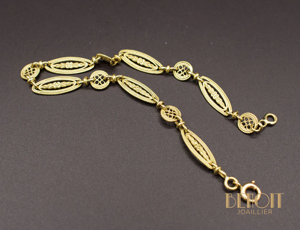 Bracelet Ancien Filigrane Or Jaune - Image 3
